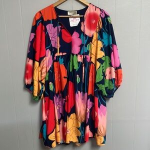 NWT Style U Floral Dress Size Medium Red Pink Blue New With Tags